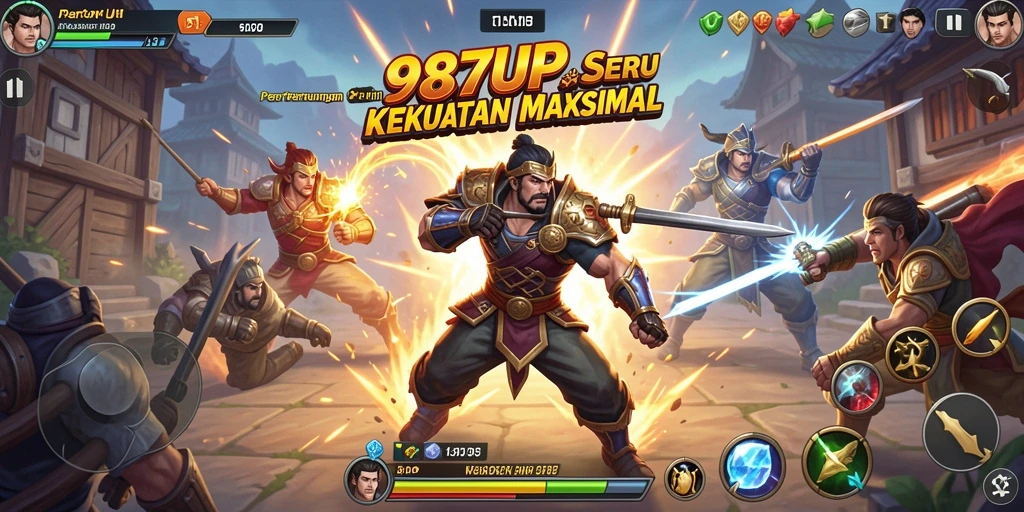 Gameplay seru dalam pertarungan karakter di 987UP.