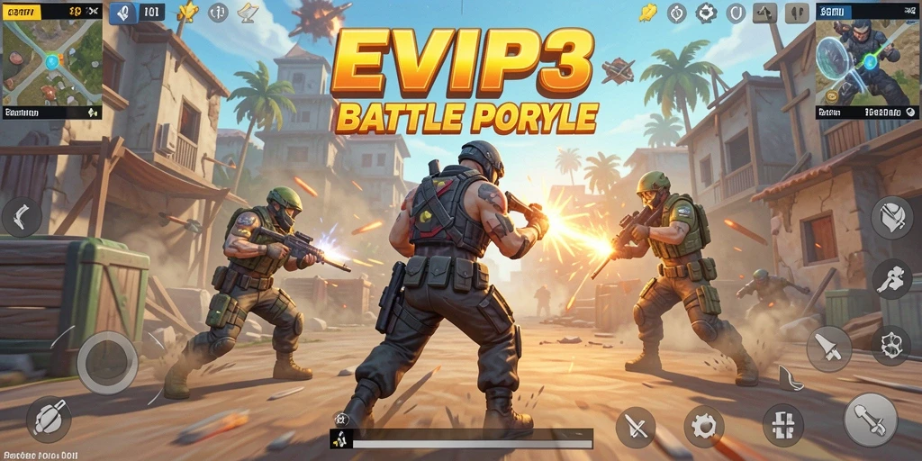 Tampilan gameplay EVIP3 menampilkan aksi Battle Royale yang mendebarkan.