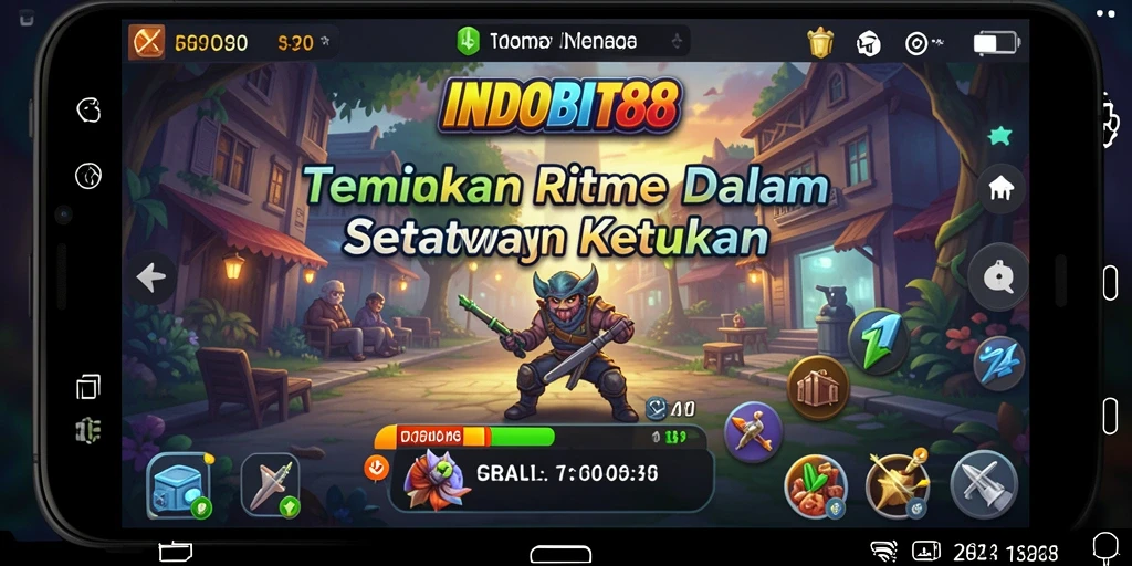 Screenshot gameplay INDOBIT88 menunjukkan interaksi pengguna dengan musik.