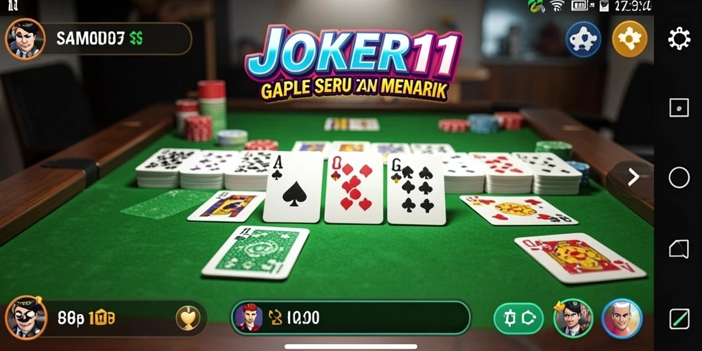 Screenshot utama JOKER11 menampilkan interaksi permainan Gaple yang seru.