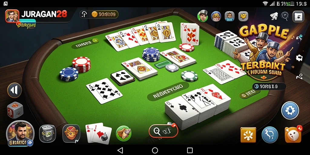 Tampilan gameplay seru dari JURAGAN28 yang menampilkan strategi Gaple.
