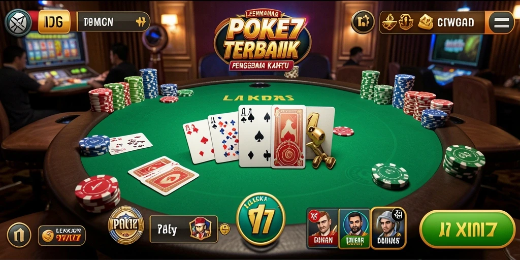 Screenshot gameplay Poker dari LENGKAP777 yang menampilkan aksi seru di meja permainan.