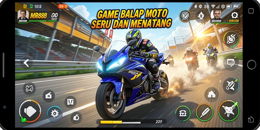 Gameplay seru dalam MR888 dengan berbagai trek balap motor.