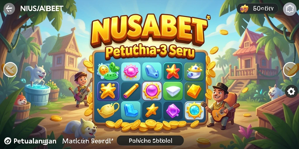 Screeshot gameplay NUSABET dengan permata berwarna-warni yang menyenangkan.