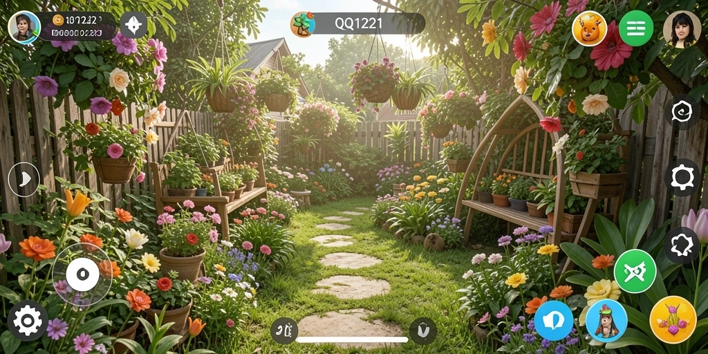 Gameplay menarik dalam QQ1221 dengan aktivitas berkebun.