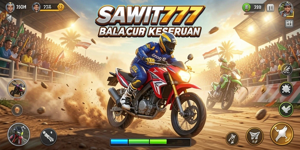 Screenshot gameplay SAWIT777 menampilkan aksi balapan motor yang mendebarkan.
